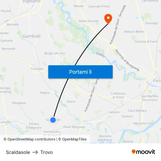 Scaldasole to Trovo map