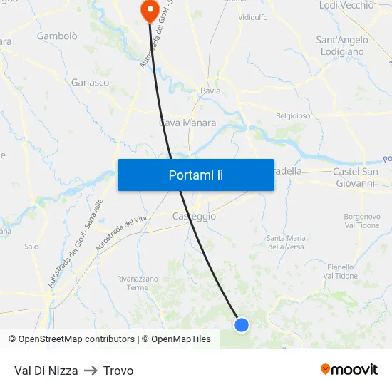 Val Di Nizza to Trovo map