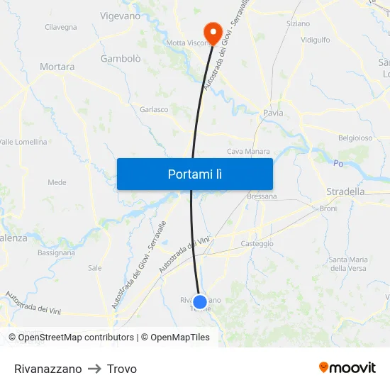 Rivanazzano to Trovo map