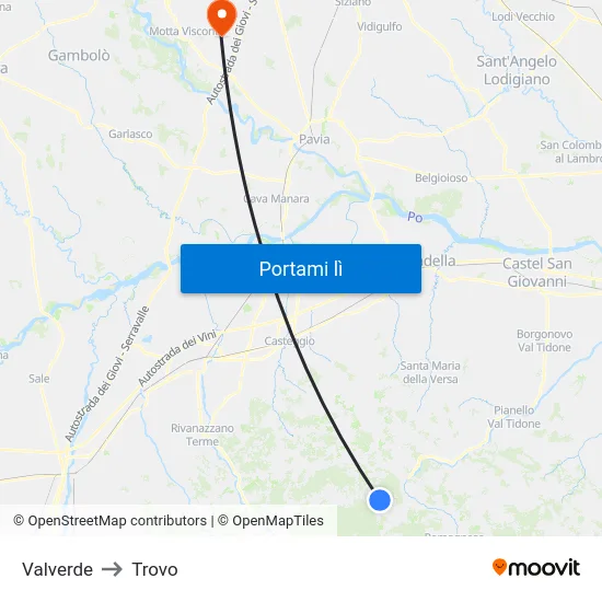 Valverde to Trovo map