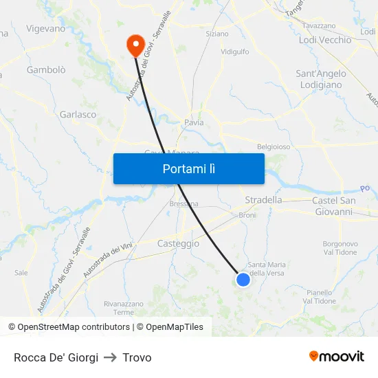 Rocca De' Giorgi to Trovo map
