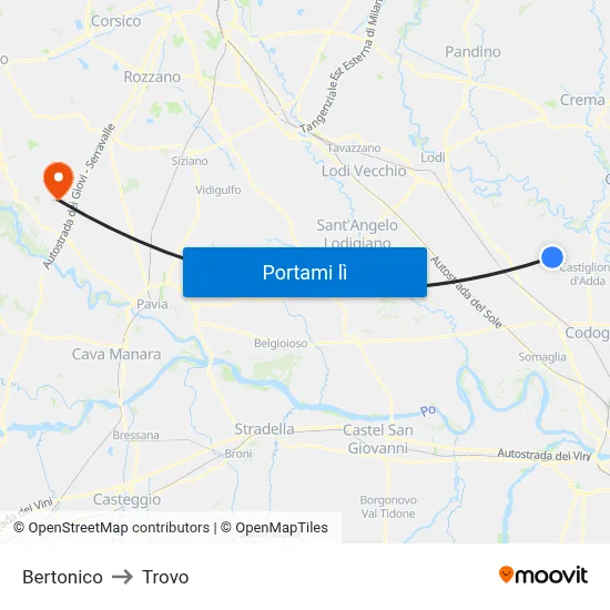 Bertonico to Trovo map