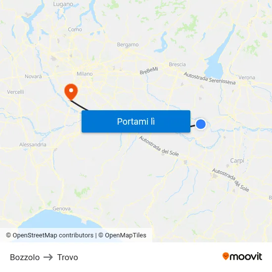 Bozzolo to Trovo map