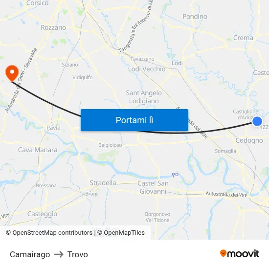 Camairago to Trovo map