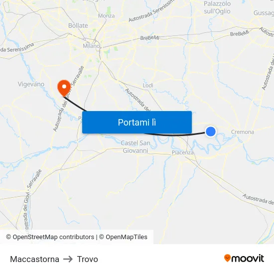 Maccastorna to Trovo map