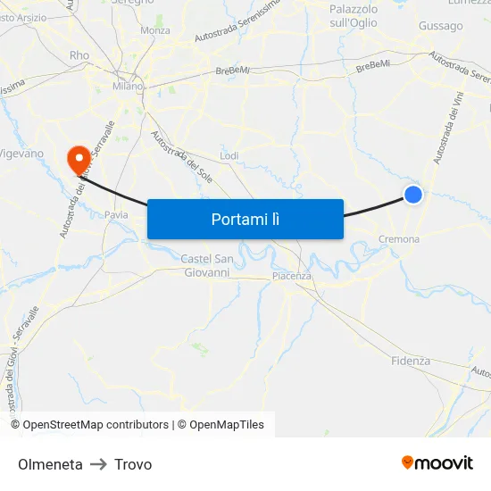 Olmeneta to Trovo map
