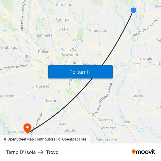 Terno D' Isola to Trovo map