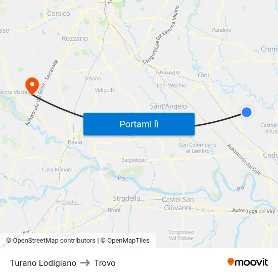 Turano Lodigiano to Trovo map
