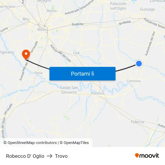 Robecco D' Oglio to Trovo map