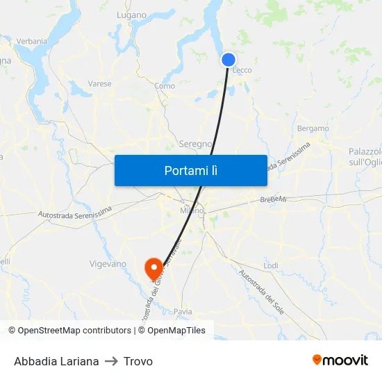 Abbadia Lariana to Trovo map