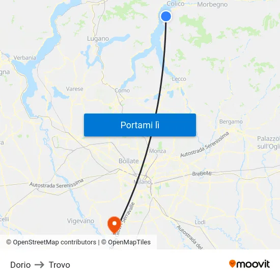 Dorio to Trovo map