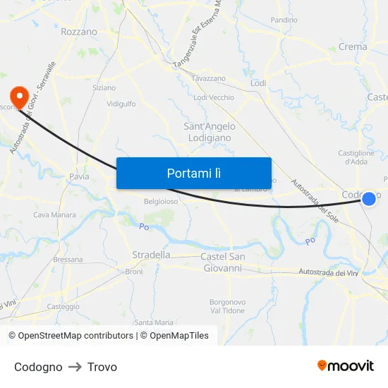 Codogno to Trovo map