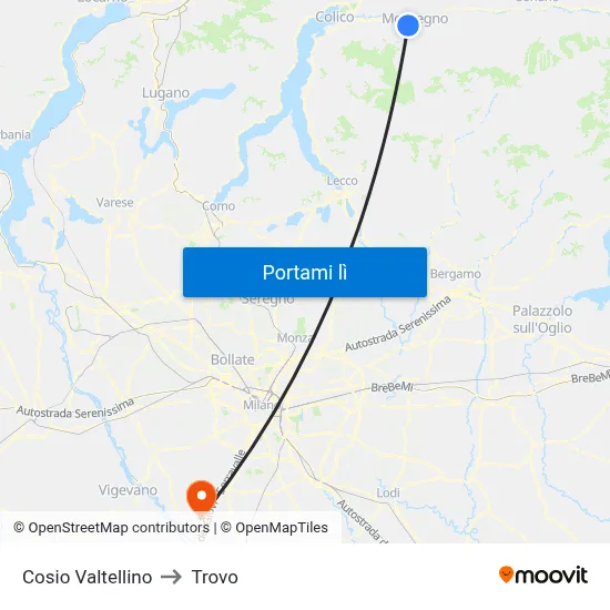 Cosio Valtellino to Trovo map