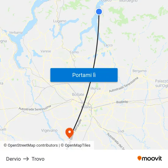 Dervio to Trovo map