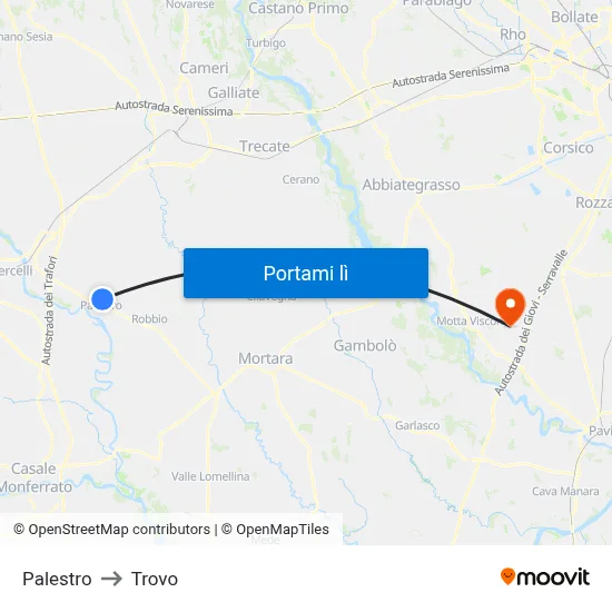 Palestro to Trovo map