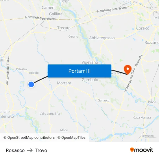Rosasco to Trovo map