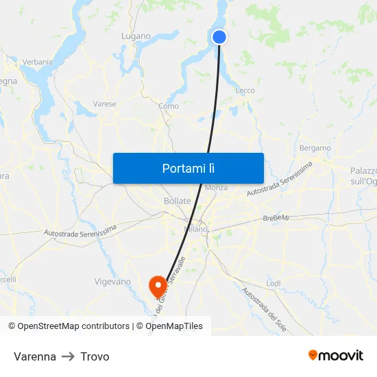Varenna to Trovo map