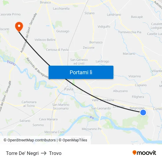 Torre De' Negri to Trovo map