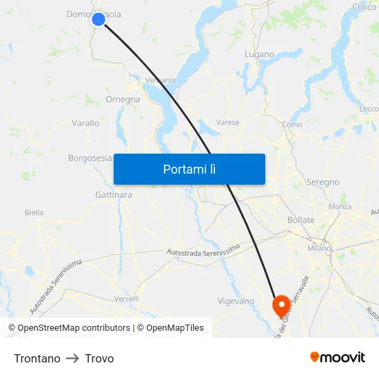 Trontano to Trovo map