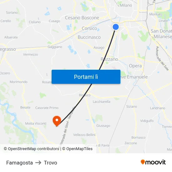 Famagosta to Trovo map