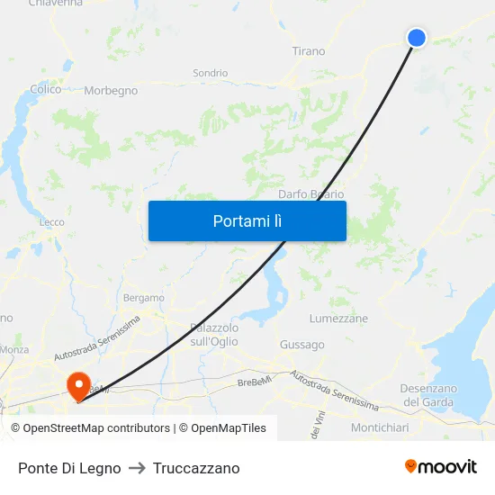 Ponte Di Legno to Truccazzano map