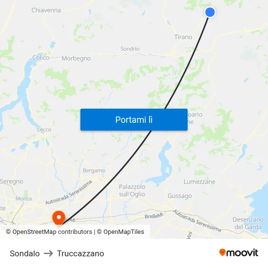 Sondalo to Truccazzano map