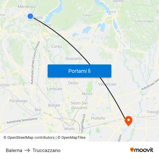 Balerna to Truccazzano map