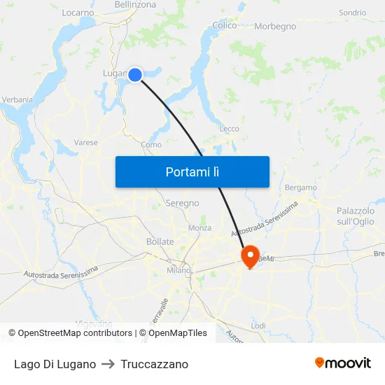 Lago Di Lugano to Truccazzano map