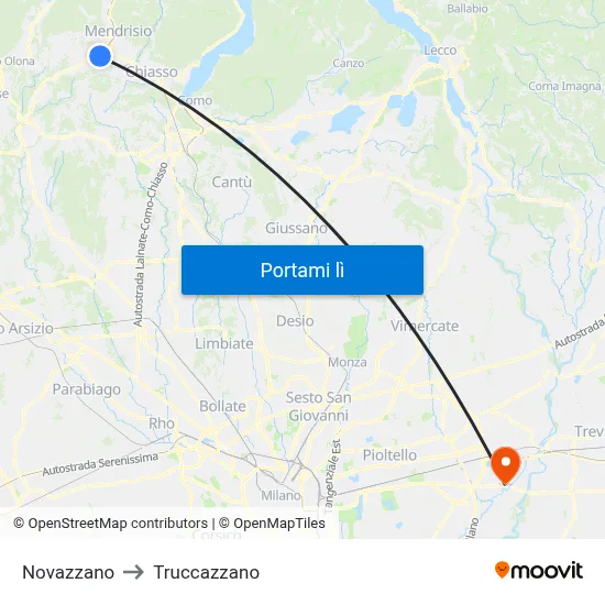 Novazzano to Truccazzano map