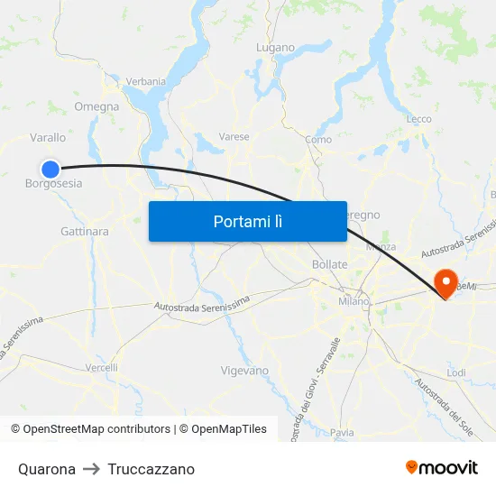 Quarona to Truccazzano map