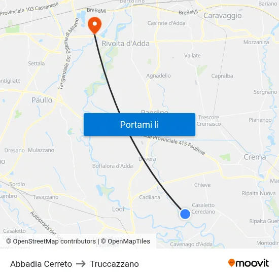 Abbadia Cerreto to Truccazzano map