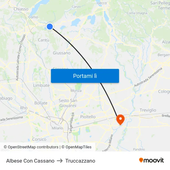Albese Con Cassano to Truccazzano map