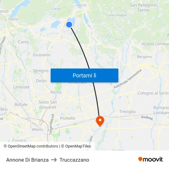 Annone Di Brianza to Truccazzano map