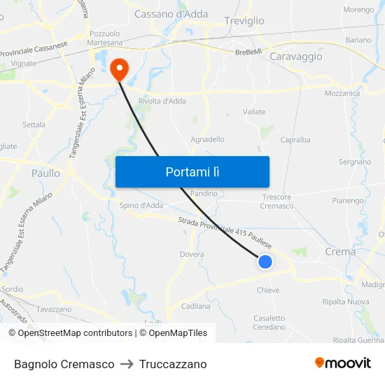 Bagnolo Cremasco to Truccazzano map