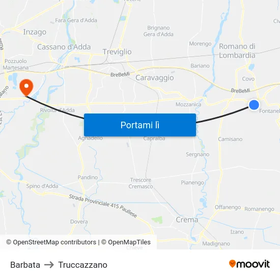 Barbata to Truccazzano map