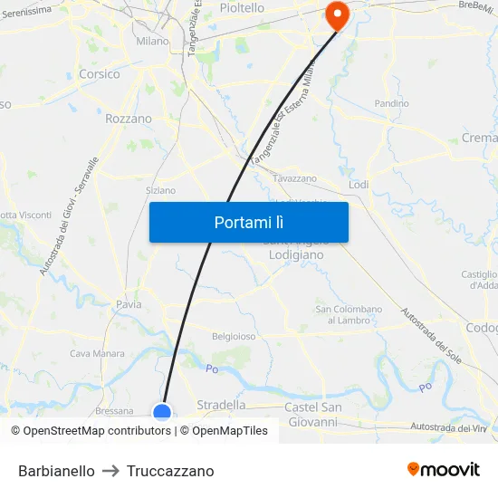 Barbianello to Truccazzano map