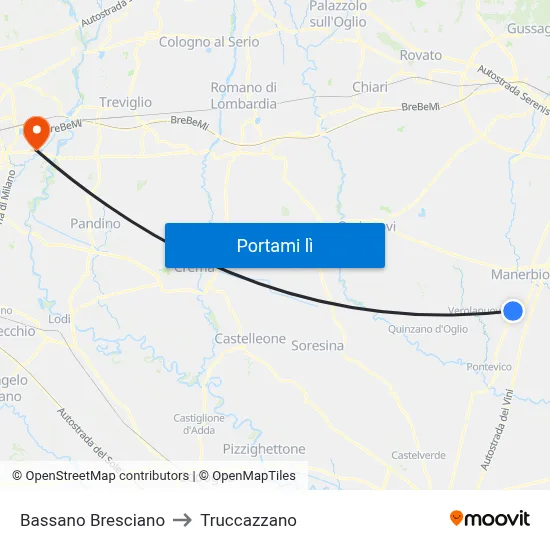 Bassano Bresciano to Truccazzano map