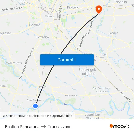 Bastida Pancarana to Truccazzano map
