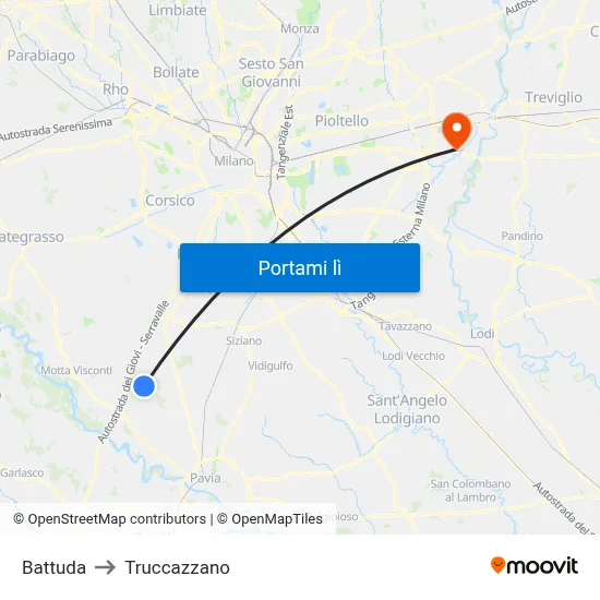 Battuda to Truccazzano map
