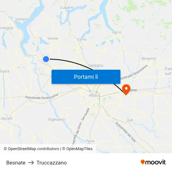 Besnate to Truccazzano map