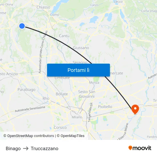 Binago to Truccazzano map