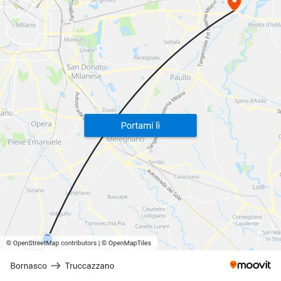 Bornasco to Truccazzano map