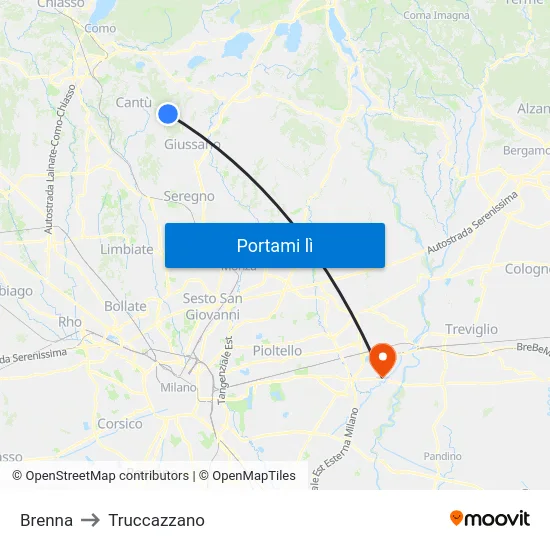 Brenna to Truccazzano map