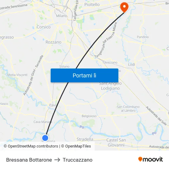 Bressana Bottarone to Truccazzano map