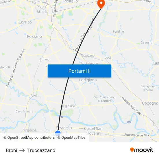 Broni to Truccazzano map