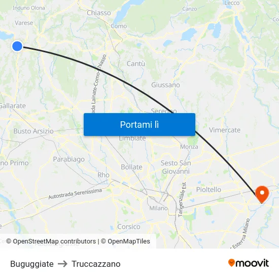 Buguggiate to Truccazzano map