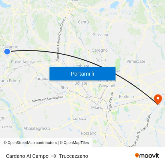 Cardano Al Campo to Truccazzano map