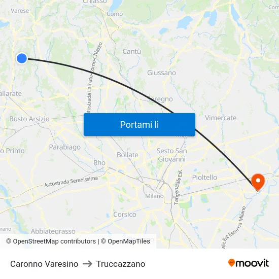Caronno Varesino to Truccazzano map