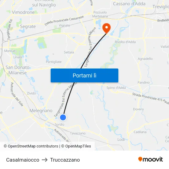 Casalmaiocco to Truccazzano map