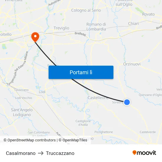 Casalmorano to Truccazzano map